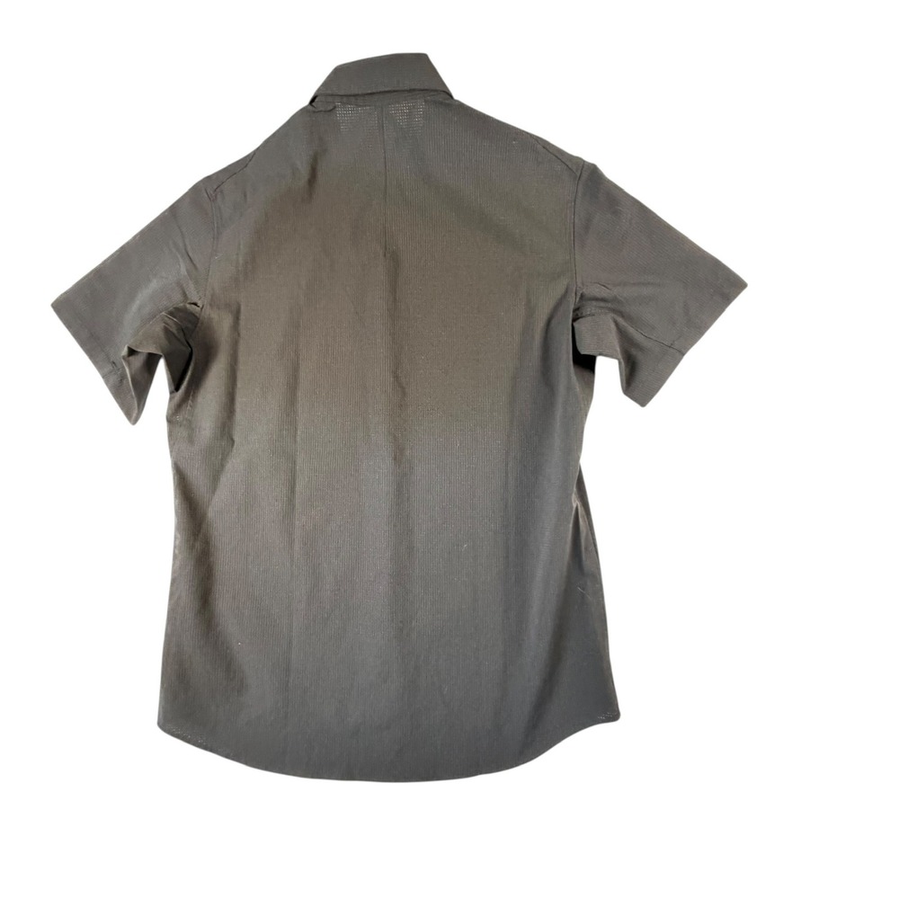lululemon Button Down Shirt Mens S Gray Excellent Short Sleeve Grid Stretch - Picture 2 of 7